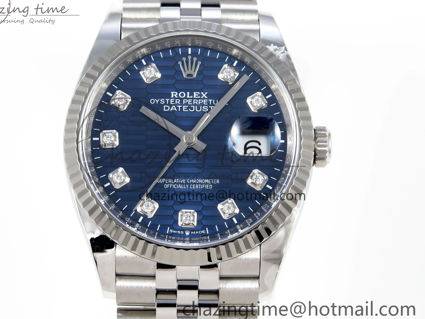 MiroTime 0424 FastDry DateJust 36 126234 Clean 1:1 Best Edition 904L Steel Blue Textured Diamonds Dial on Jubilee Bracelet VR 1967